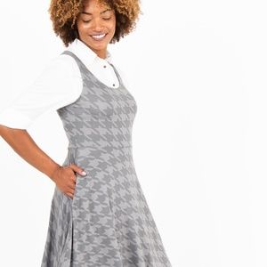 Fit and Flare Dress Houndstooth - Tonal Gray
